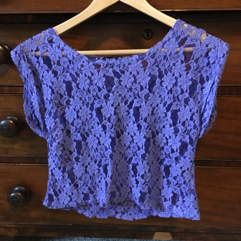 Purple Lace Crop Top, Size 8